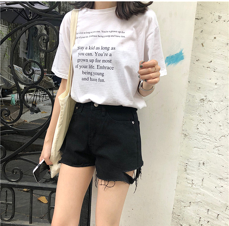 옆 컷팅 데님 숏 팬츠